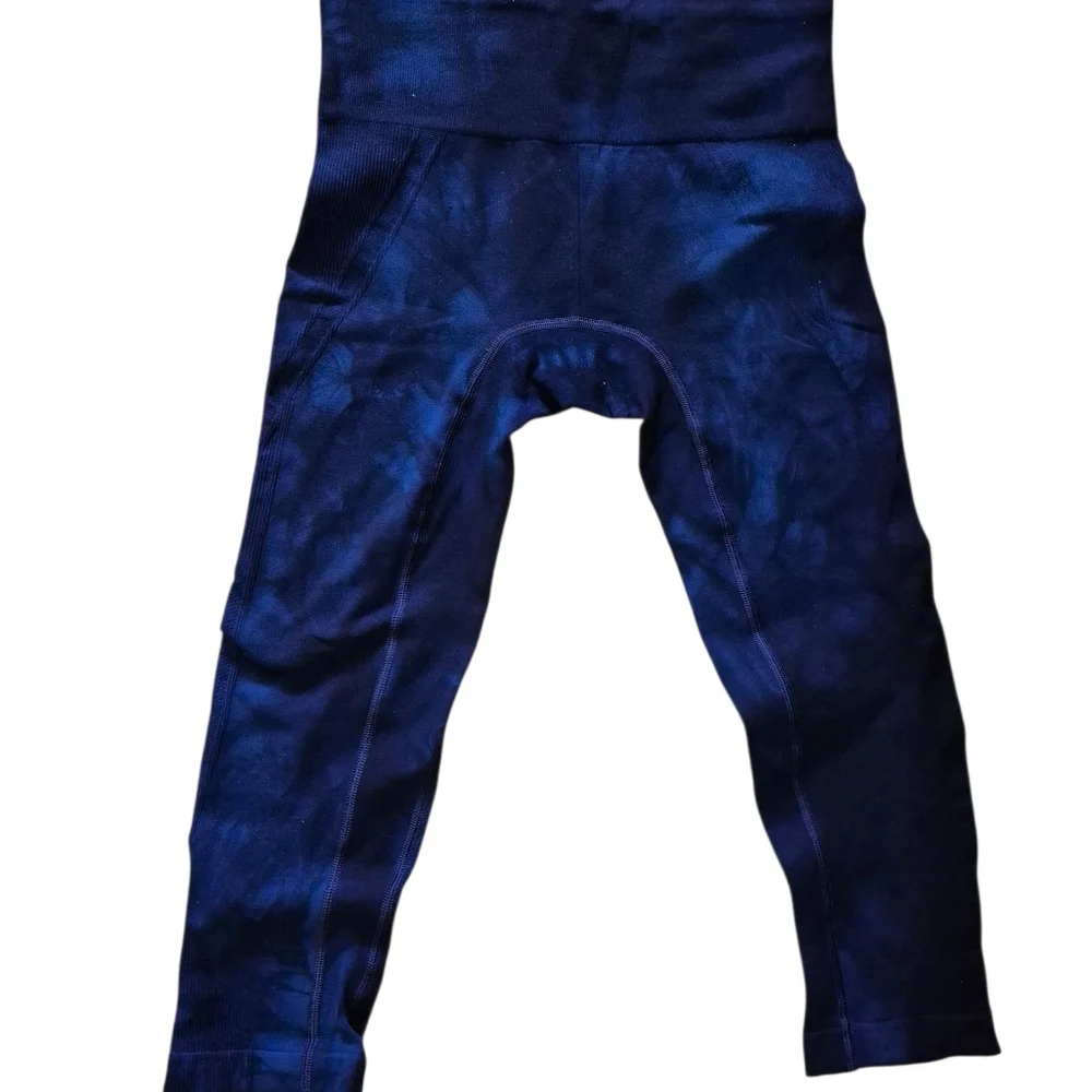 Athleta Women Seamless Compression Capri Cropped Legging Tie Dye Black Sz Small‎